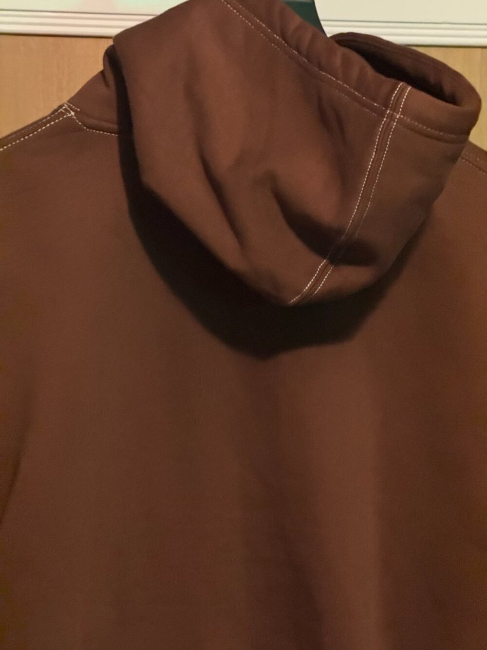 Zara Brown Contrast Stitch Hoodie Sweatshirt NWT Size L - Picture 5 of 12